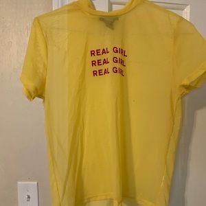 See-through yellow shirt